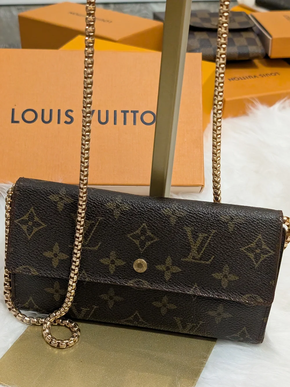 Vintage Louis Vuitton Monogram Continental Wallet - Brown & Gold Hardware